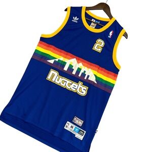 Adidas Denver Nuggets Basketball Jersey Mens M Blue Alex English Length +2 NBA